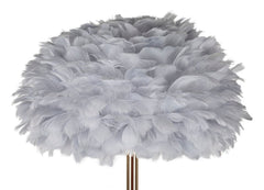 Lámpara de pie de metal dorado pantalla de plumas sintéticas Gris