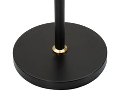 Lámpara de pie Closy de metal negro y plata con pantalla de tela blanca plisada