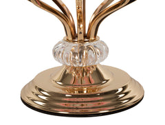 Lámpara de mesa Tarty, metal dorado, pantalla de plumas rosas