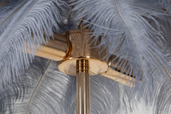 Lampe de table métallique doré abat-jour plumes blanches