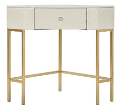 Console d'angle Sharon Cuir matelassé pieds dorés