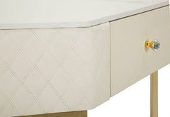 Console d'angle Sharon Cuir matelassé pieds dorés
