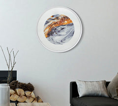 Reloj de pared redondo con diseño abstracto y espejo gris