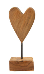 Escultura de corazón de teca reciclada