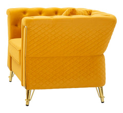 Sillón Emy Terciopelo Mostaza patas Doradas