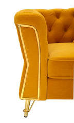 Sillón Emy Terciopelo Mostaza patas Doradas