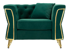 Sillón Emy Terciopelo Ocre patas Doradas
