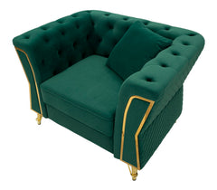 Sillón Emy Terciopelo Ocre patas Doradas