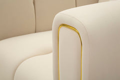 Fauteuil Alma Velours Crème pieds Dorés