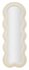 Espejo de pared Teddy Tejido rizado Crema marco de madera
