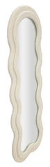 Espejo de pared Teddy Tejido rizado Crema marco de madera