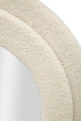 Espejo de pared Teddy Tejido rizado Crema marco de madera