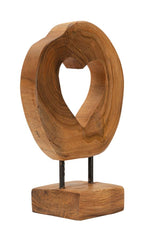Escultura de teca con apertura de corazón
