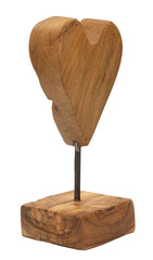 Escultura de corazón de teca reciclada