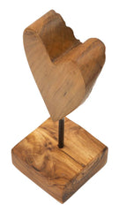 Escultura de corazón de teca reciclada