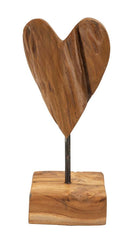 Escultura de corazón de teca reciclada