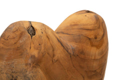 Sculpture en cœur Teck recyclé sur socle métal