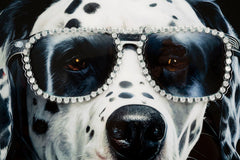 Tableau mural Chien Dalmatien avec cadre en bois et métal argenté