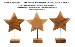Escultura estrella de teca reciclada