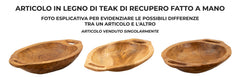 Bandeja de teca reciclada hecha a mano con asas ergonómicas