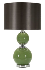 Lámpara de Mesa Eva Cristal Verde y Terciopelo Negro