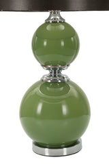 Lámpara de Mesa Eva Cristal Verde y Terciopelo Negro
