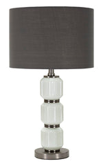 Lámpara de mesa Bright Three Cristal Blanco pantalla Terciopelo Gris