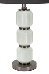 Lámpara de mesa Bright Three Cristal Blanco pantalla Terciopelo Gris