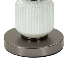 Lámpara de mesa Bright Three Cristal Blanco pantalla Terciopelo Gris