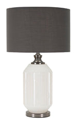 Lampe de table Brighty Verre Blanc abat-jour Velours Gris
