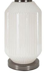 Lampe de table Brighty Verre Blanc abat-jour Velours Gris