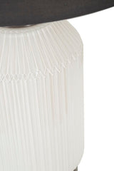Lampe de table Brighty Verre Blanc abat-jour Velours Gris