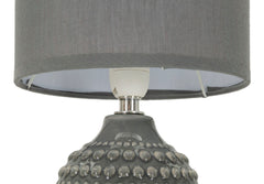 Lampe de chevet motifs en relief base Grise abat-jour Grise