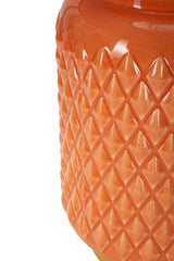Lámpara de mesa naranja con pantalla de tela naranja