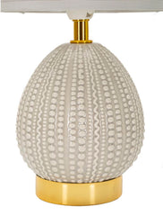 Lámpara de noche Flavi Gris, pantalla de tela gris, decoraciones irregulares