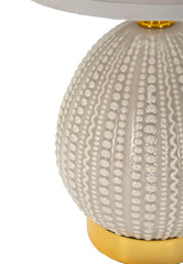 Lámpara de noche Flavi Gris, pantalla de tela gris, decoraciones irregulares