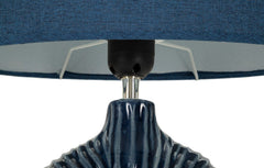 Lampe de table Seta bleue abat-jour tissu bleu