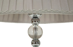 Lampe de table Tolly métal argenté et verre abat-jour tissu gris