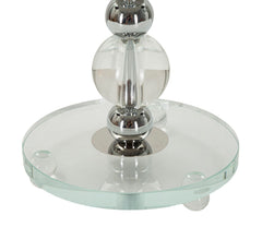 Lampe de table Tolly métal argenté et verre abat-jour tissu gris