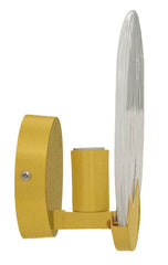 Aplique de pared circular de cristal opaco y metal dorado