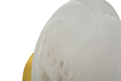 Aplique de pared circular de cristal opaco y metal dorado