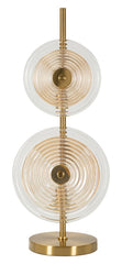 Lámpara de mesa Venice metal dorado pantalla de cristal decoraciones en relieve