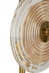 Lámpara de mesa Venice metal dorado pantalla de cristal decoraciones en relieve