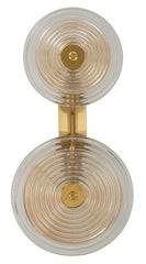 Aplique de pared de metal dorado con pantallas de cristal decoradas