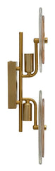 Aplique de pared de metal dorado con pantallas de cristal decoradas