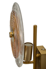 Aplique de pared de metal dorado con pantallas de cristal decoradas