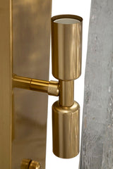 Aplique de pared rectangular dorado de metal y cristal con relieve