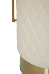 Tocador Sharon polipiel blanco con taburete redondo metal dorado