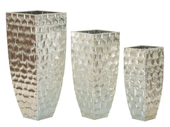 Support Vase Argy en Métal Argenté décorations en Relief Set de 3