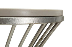 Table en métal argenté avec plateau en marbre